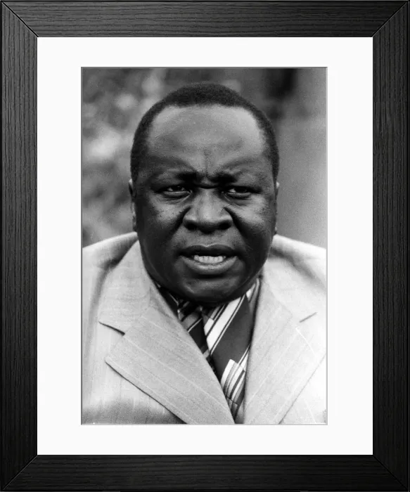 Framed Print : President of Uganda, General Idi Amin, speaking at a conference. Circa July 1975 Framed Print : President of Uganda, General Idi Amin, speaking at a conference. Circa July 1975