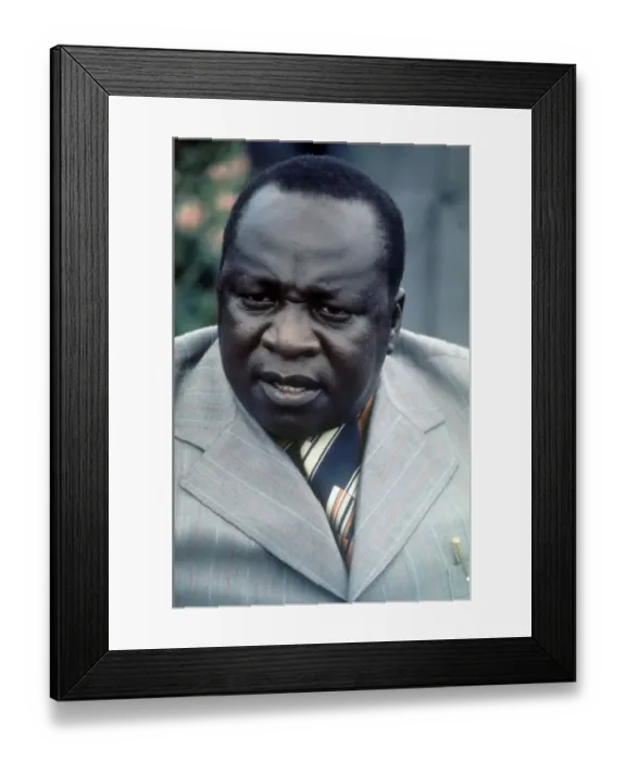 Framed Print : President of Uganda, General Idi Amin, speaking at a press conferencein Kampala
