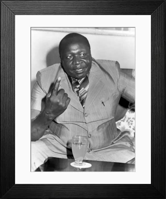 Framed Print : President of Uganda, General Idi Amin, speaking at a conference. Circa July 1975 Framed Print : President of Uganda, General Idi Amin, speaking at a conference. Circa July 1975