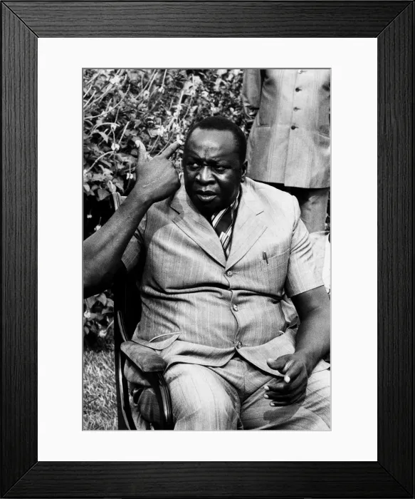 Framed Print : President of Uganda, General Idi Amin, speaking at a conference. Circa July 1975 Framed Print : President of Uganda, General Idi Amin, speaking at a conference. Circa July 1975