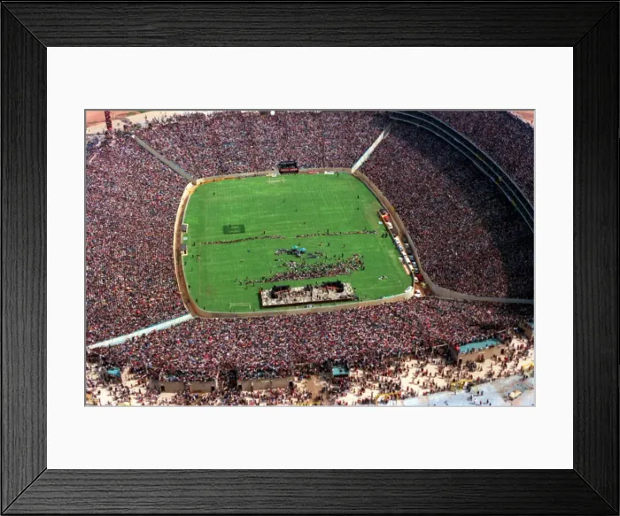 Framed Print : Stadium Aerial View February 1990 Nelson Mandela in Sports Stadium South Africa