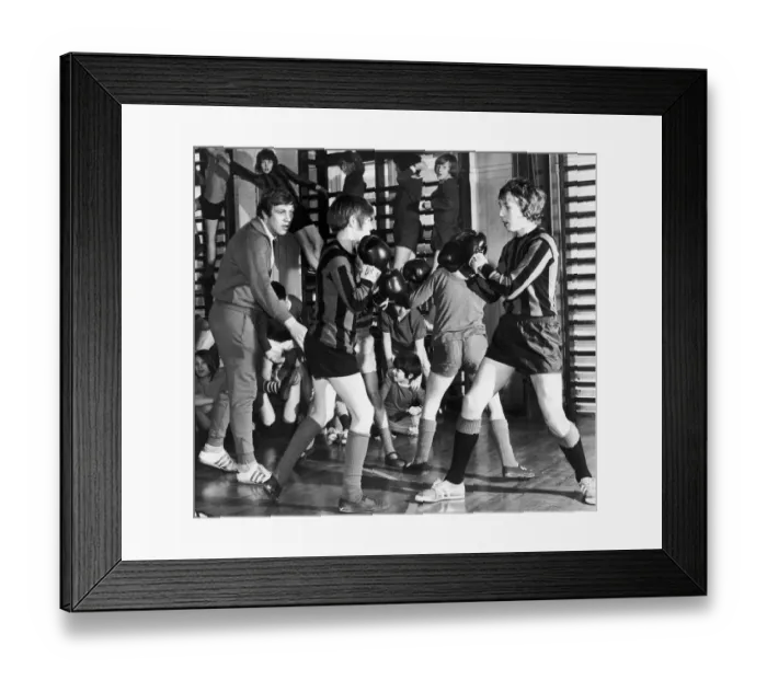 Framed Print : Schoolboy boxers being cheered on at Horden Secondary modern school in Newcastle