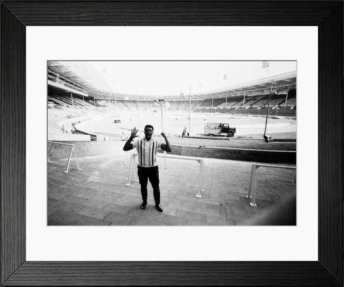 Framed Print : Muhammad Ali seen here at Wembley looking at the preparations for his defence of his Framed Print : Muhammad Ali seen here at Wembley looking at the preparations for his defence of his