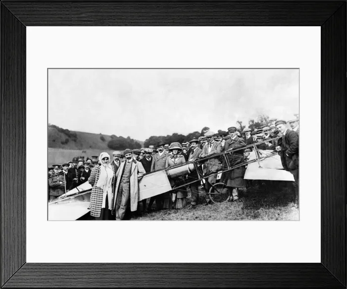 Framed Print : Louis Bleriot aviator with his wife on Dover cliffs after July 1909 his successful Framed Print : Louis Bleriot aviator with his wife on Dover cliffs after July 1909 his successful