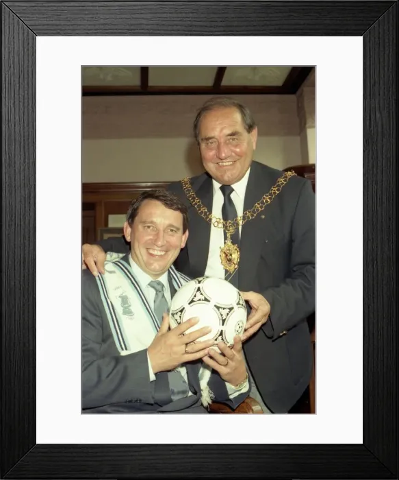 Framed Print : England football manager Graham Taylor was in Coventry to open the Sky Blues Framed Print : England football manager Graham Taylor was in Coventry to open the Sky Blues