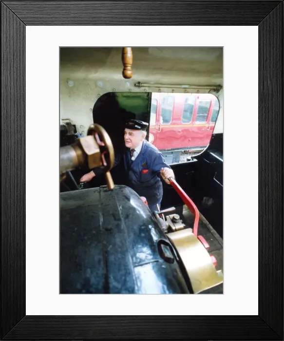 Framed Print : Driver John Maughan at the controls of one of the locomotives at the Stephenson Railway Framed Print : Driver John Maughan at the controls of one of the locomotives at the Stephenson Railway