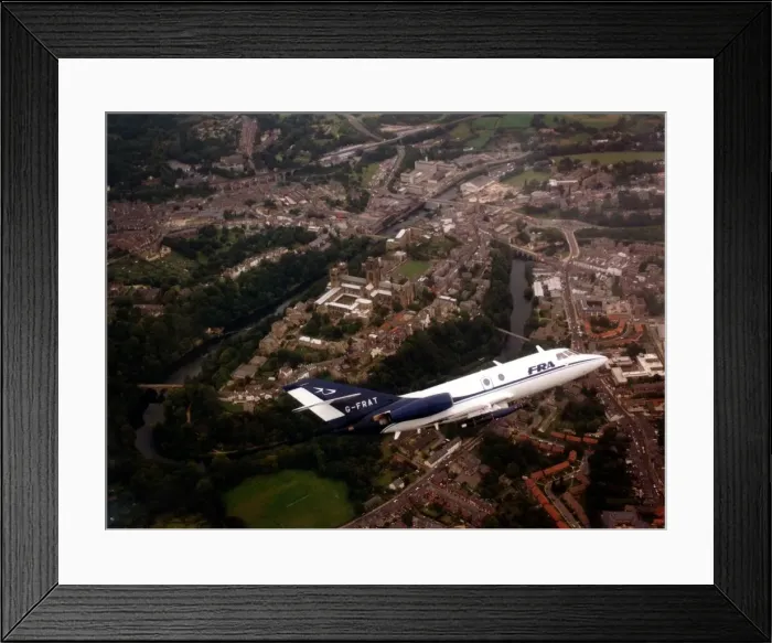 Framed Print : A Dassault Falcon 20 aircraft over Durham Cathedral and city Framed Print : A Dassault Falcon 20 aircraft over Durham Cathedral and city