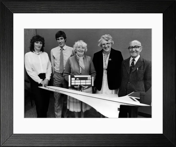 Framed Print : Winners of the Evening Chronicle competition to win a flight on Concorde in August 1984 Framed Print : Winners of the Evening Chronicle competition to win a flight on Concorde in August 1984