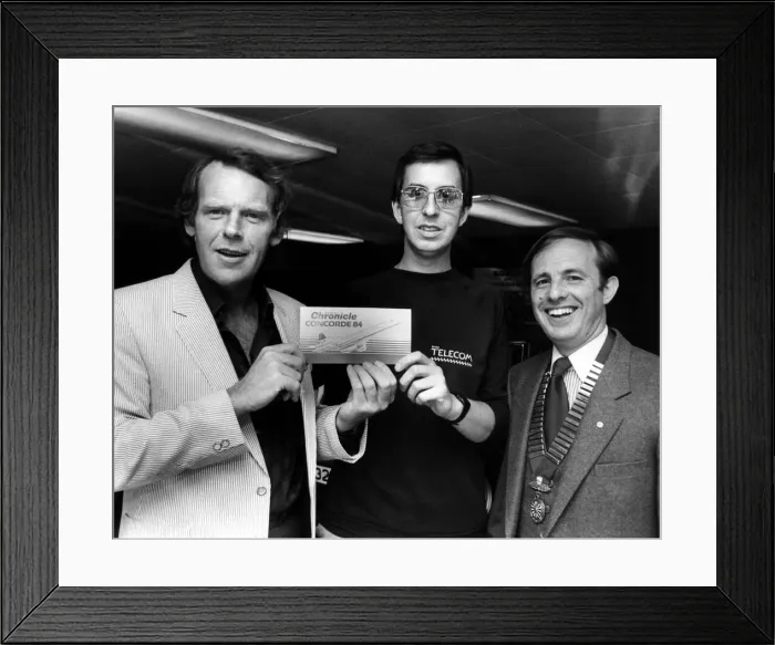 Framed Print : Winners of the Evening Chronicle competition to win a flight on Concorde in August 1984 Framed Print : Winners of the Evening Chronicle competition to win a flight on Concorde in August 1984