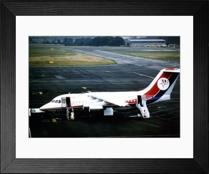 Framed Print : A Dan-Air British Aerospace 146 (BAe 146 ), a medium-sized commercial airliner / aircraft Framed Print : A Dan-Air British Aerospace 146 (BAe 146 ), a medium-sized commercial airliner / aircraft