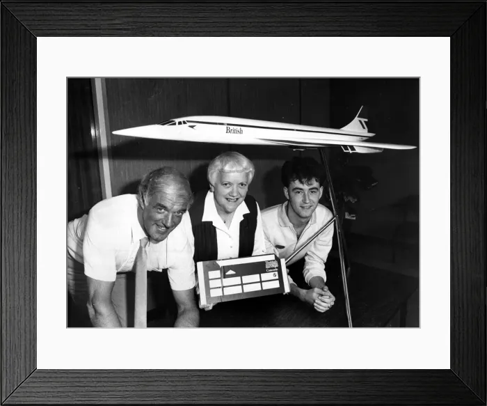 Framed Print : Winners of the Evening Chronicle competition to win a flight on Concorde in August 1984 Framed Print : Winners of the Evening Chronicle competition to win a flight on Concorde in August 1984