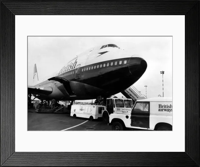 Framed Print : A British Airways Boeing 747 Jumbo Jet at Newcastle Airport Framed Print : A British Airways Boeing 747 Jumbo Jet at Newcastle Airport