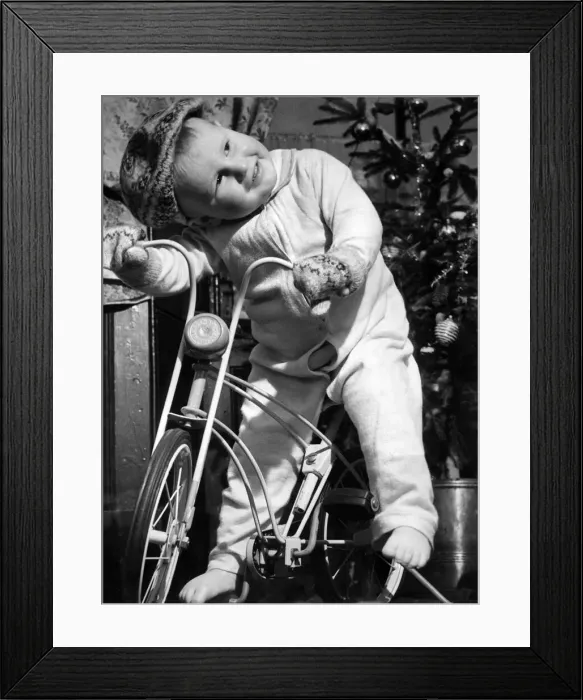 Framed Print : Children: Boy bicycle. December 1952 P024401 Framed Print : Children: Boy bicycle. December 1952 P024401