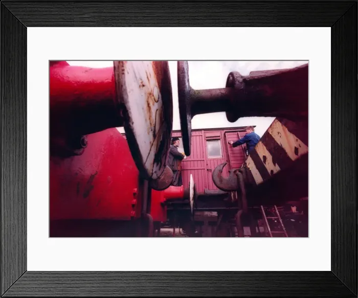 Framed Print : Tanfield Railway carriage foreman Mel Deighton working on the 50 year old LNER Ballast Framed Print : Tanfield Railway carriage foreman Mel Deighton working on the 50 year old LNER Ballast