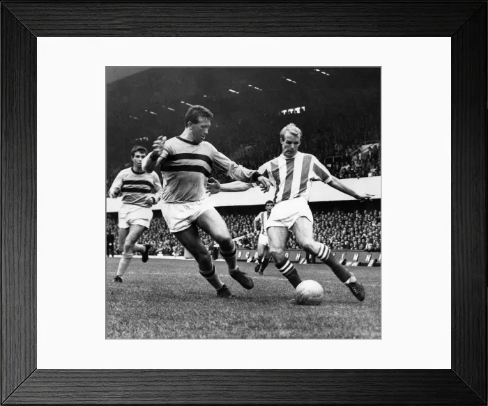 Framed Print : Palmer the stoke right half sends in a crashing shot but the ball rebounded off