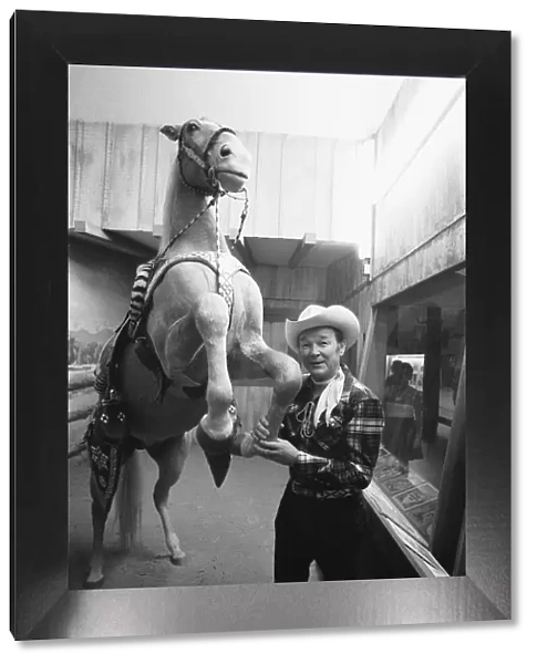 Actor Roy Rogers known as the Singing Cowboy seen here with his trusted steed Trigger at