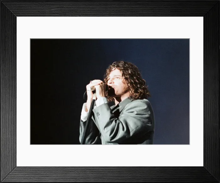 Framed Print : Michael Hutchence lead singer of INXS, pictured in concert - X Factor World Tour - Framed Print : Michael Hutchence lead singer of INXS, pictured in concert - X Factor World Tour -