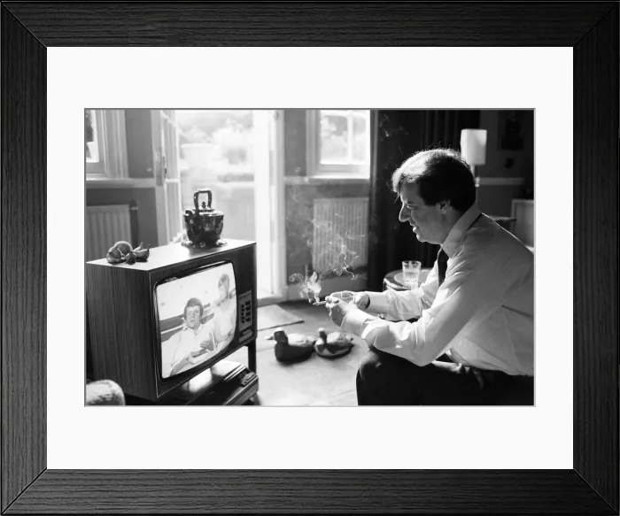 Framed Print : Russell Harty at home. 5th June 1980 Framed Print : Russell Harty at home. 5th June 1980