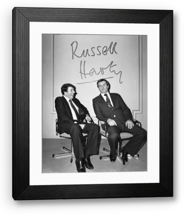Framed Print : Russell Harty & show jumper Harvey Smith. 3rd February 1982 Framed Print : Russell Harty & show jumper Harvey Smith. 3rd February 1982