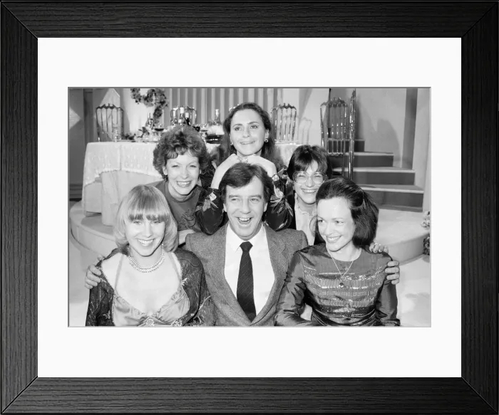 Framed Print : Russell Harty, on his BBC show Harty with a group of ladies selected for him by Framed Print : Russell Harty, on his BBC show Harty with a group of ladies selected for him by