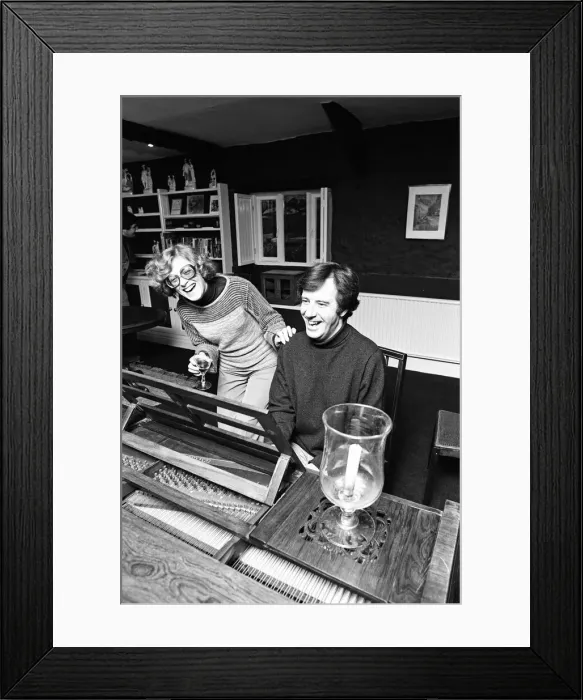 Framed Print : Russell Harty & close friend Madge Hindle, pictured at their farm house near the market Framed Print : Russell Harty & close friend Madge Hindle, pictured at their farm house near the market