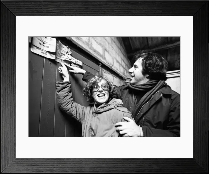 Framed Print : Russell Harty & close friend Madge Hindle, pictured at their farm house near the market Framed Print : Russell Harty & close friend Madge Hindle, pictured at their farm house near the market