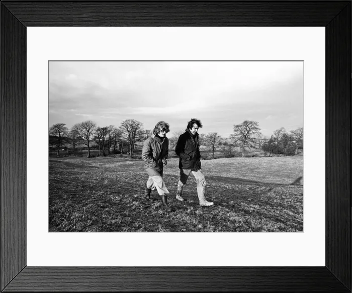Framed Print : Russell Harty & close friend Madge Hindle, pictured at their farm house near the market Framed Print : Russell Harty & close friend Madge Hindle, pictured at their farm house near the market