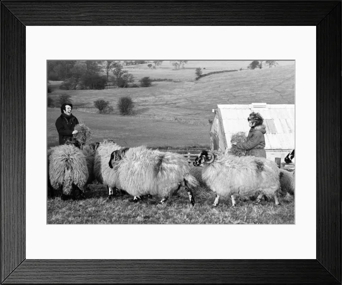 Framed Print : Russell Harty & close friend Madge Hindle, pictured at their farm house near the market Framed Print : Russell Harty & close friend Madge Hindle, pictured at their farm house near the market