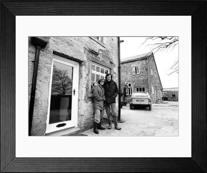 Framed Print : Russell Harty & close friend Madge Hindle, pictured at their farm house near the market Framed Print : Russell Harty & close friend Madge Hindle, pictured at their farm house near the market