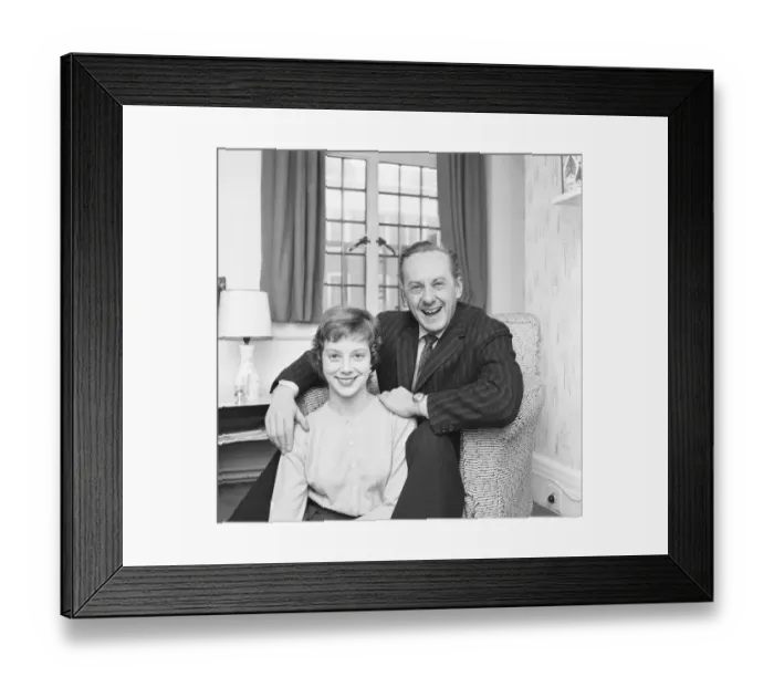 Framed Print : Tv presenter Hughie Green seen here at home with his 14 year old daughter Linda Framed Print : Tv presenter Hughie Green seen here at home with his 14 year old daughter Linda