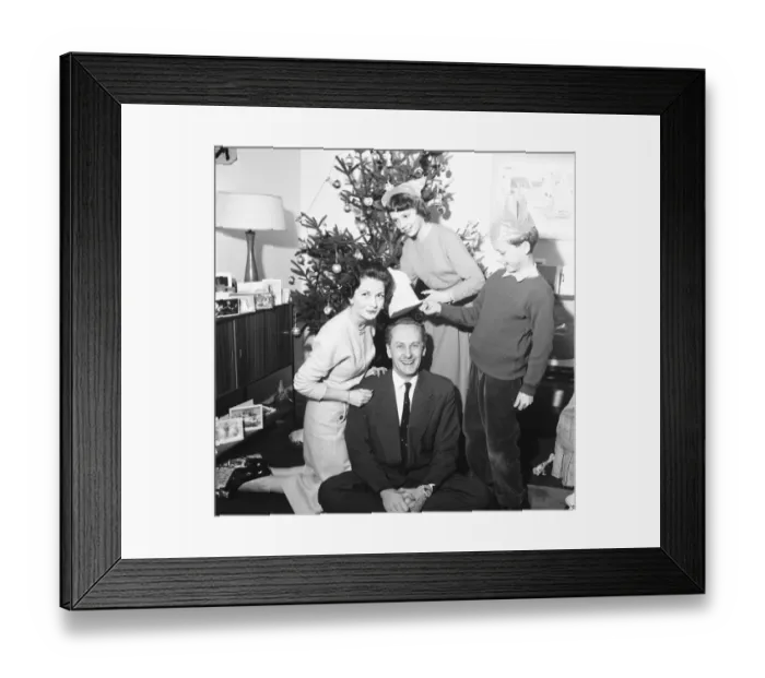 Framed Print : Tv presenter Hughie Green seen here at home at Christmas time with his family Framed Print : Tv presenter Hughie Green seen here at home at Christmas time with his family