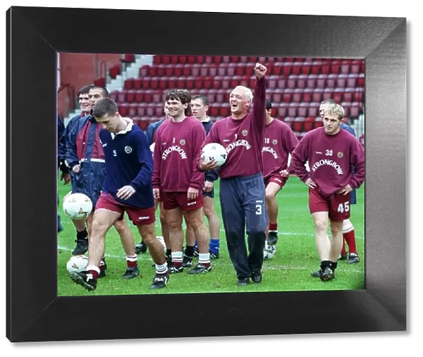 Heart of Midlothian footballers during a training session ahead of their Scottish Cup