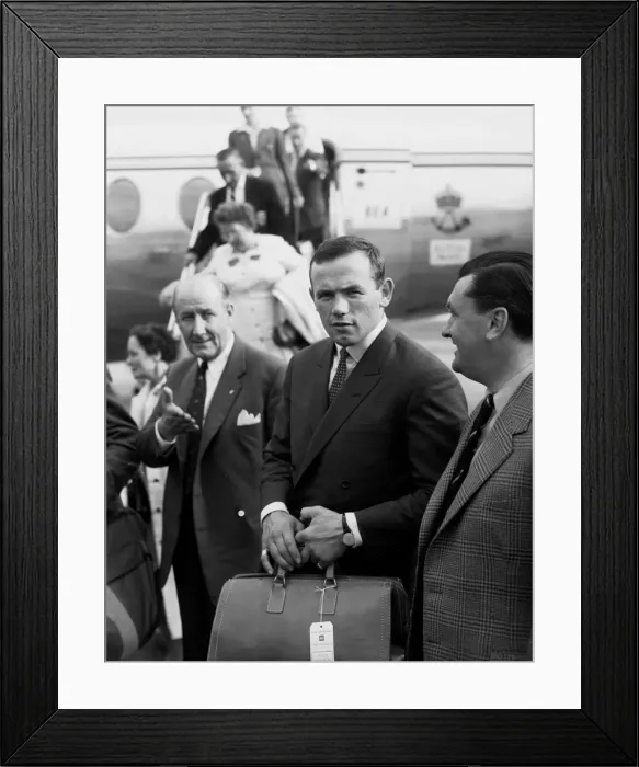 Framed Print : Ingemar Johansson 1959 World Heavyweight boxing champion at Manchester Airport Framed Print : Ingemar Johansson 1959 World Heavyweight boxing champion at Manchester Airport