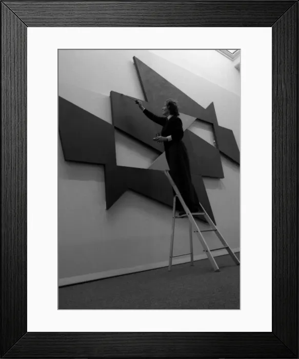 Framed Print : Natalie Dower puts the finishing touches to her exhibition piece at the Mead Gallery Framed Print : Natalie Dower puts the finishing touches to her exhibition piece at the Mead Gallery