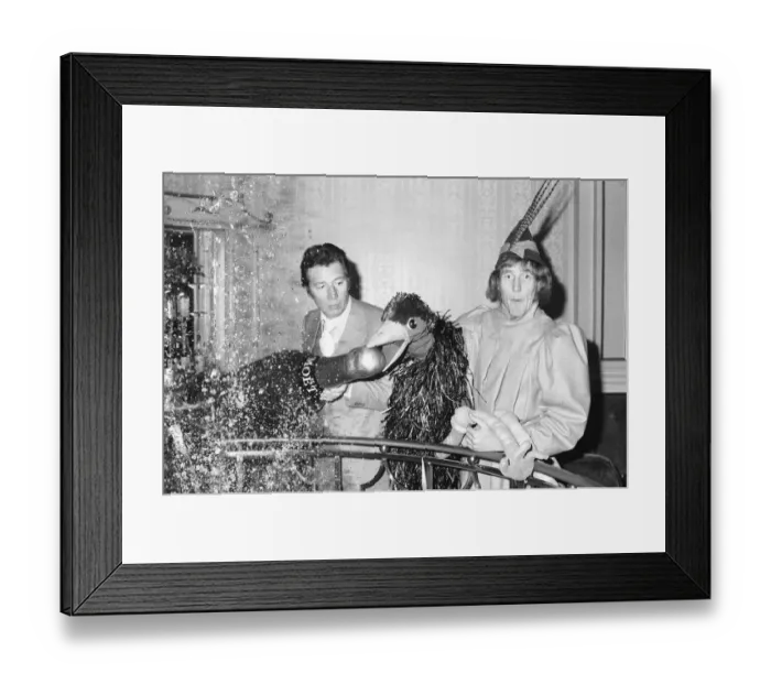 Framed Print : Rod Hulll and Emu greets Max Bygraves to the new Cinderella Framed Print : Rod Hulll and Emu greets Max Bygraves to the new Cinderella