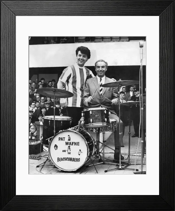 Framed Print : Stoke City player Stanly Matthews playing the drums with Pat Wayne and the Beachcombers Framed Print : Stoke City player Stanly Matthews playing the drums with Pat Wayne and the Beachcombers