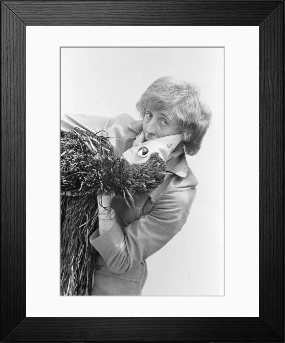 Framed Print : Rod Hull and Emu seen here on Clactons beaches before going on to perform at the end Framed Print : Rod Hull and Emu seen here on Clactons beaches before going on to perform at the end