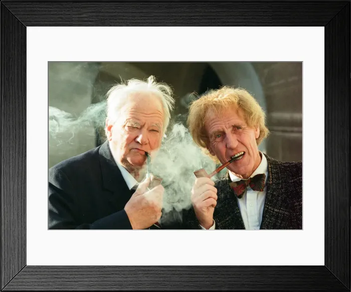 Framed Print : Rod Hull pipe smoker of the year 1993 seen here with Patrick Moore pipe smoker of Framed Print : Rod Hull pipe smoker of the year 1993 seen here with Patrick Moore pipe smoker of