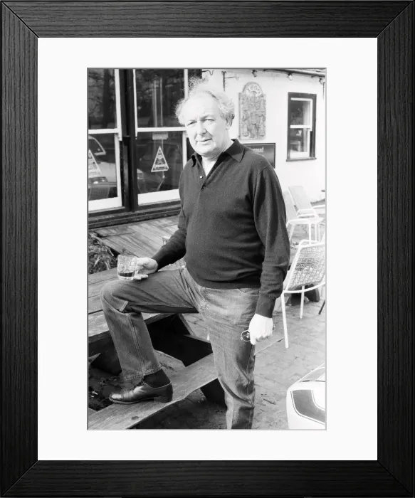 Framed Print : Freddie Laker, enjoying a quick half pint in the garden of his local pub in the village
