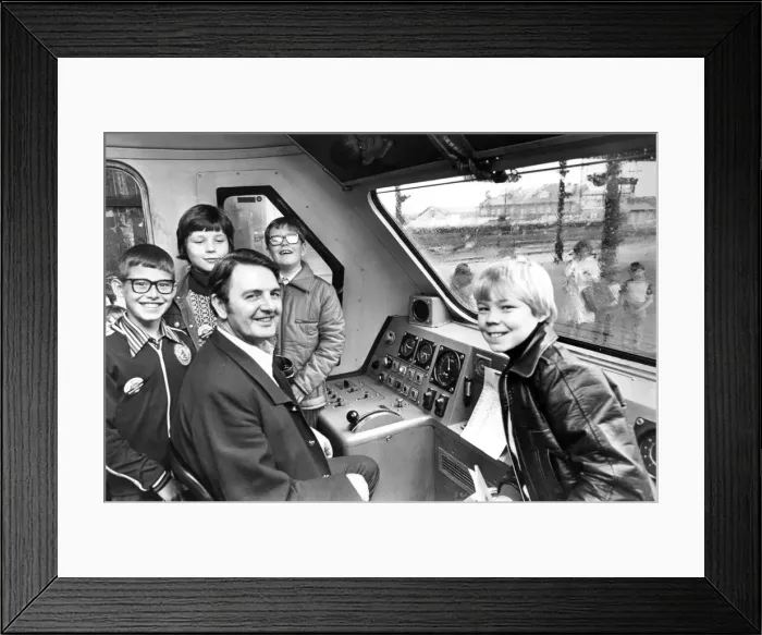 Framed Print : Inter-City 125 High Speed train driver George Goodair shows our Fix It kids the controls Framed Print : Inter-City 125 High Speed train driver George Goodair shows our Fix It kids the controls