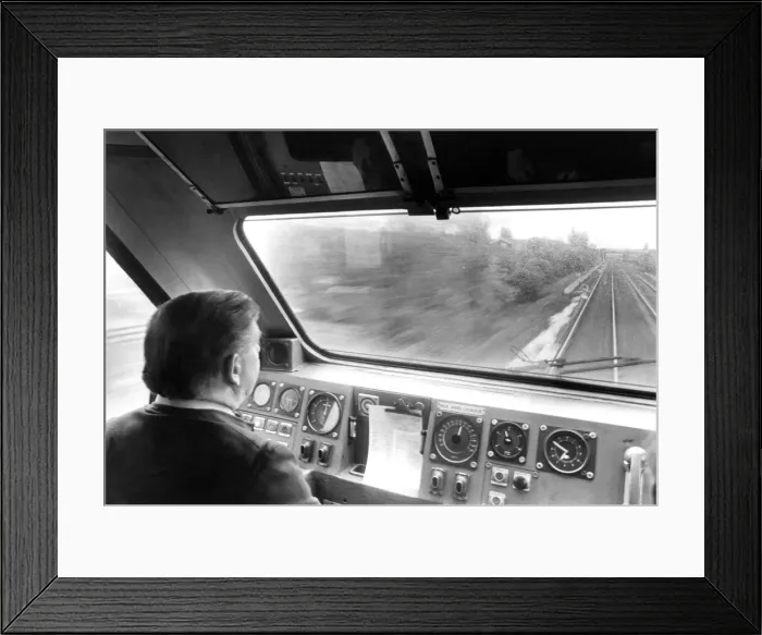 Framed Print : British Rail driver Colin Forster accelerates up to 125 m. p. h Framed Print : British Rail driver Colin Forster accelerates up to 125 m. p. h