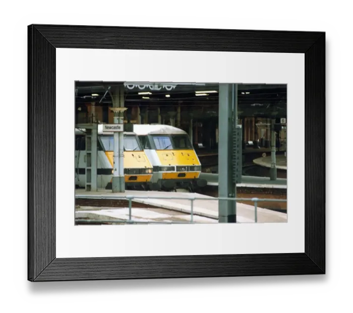 Framed Print : Two Inter-City 225 trains parked up in the Central Station, Newcastle on 15th June 1994