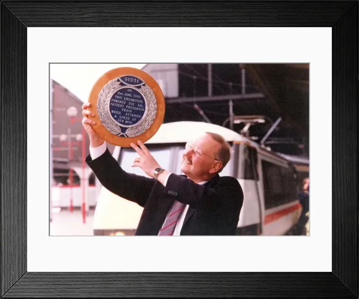 Framed Print : Whitley Bay train driver Wally Hobson with the Laurel Wreath Framed Print : Whitley Bay train driver Wally Hobson with the Laurel Wreath