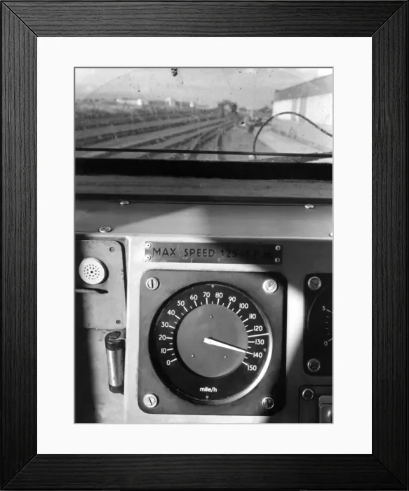 Framed Print : The speedometer tops 140 m. p. h. on the Inter-City 125 Tees-Tyne Pullman on 23rd September Framed Print : The speedometer tops 140 m. p. h. on the Inter-City 125 Tees-Tyne Pullman on 23rd September