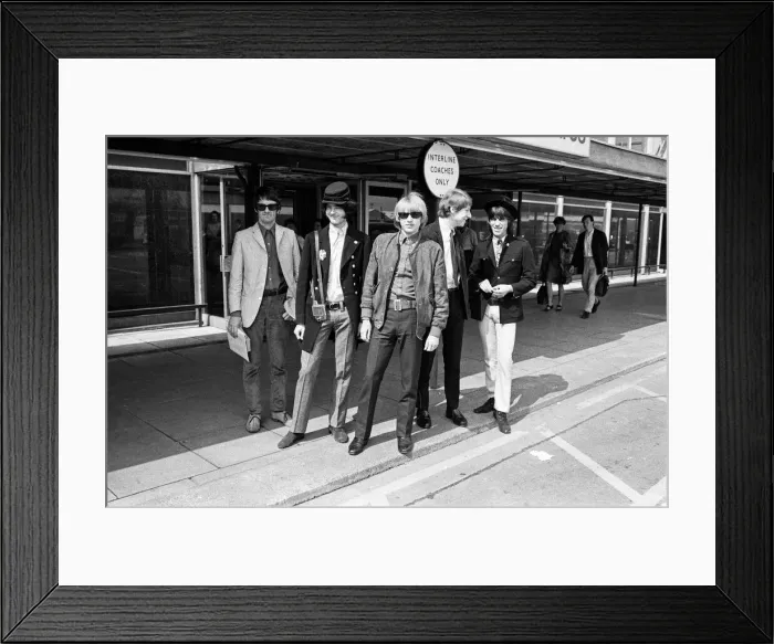 Framed Print : British rock group The Yardbirds at london airport as they leave for Canada as they start Framed Print : British rock group The Yardbirds at london airport as they leave for Canada as they start