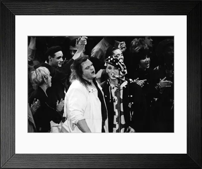 Framed Print : Meat Loaf and Boy George performing at the Stand by Me: AIDS Day Benefit concert