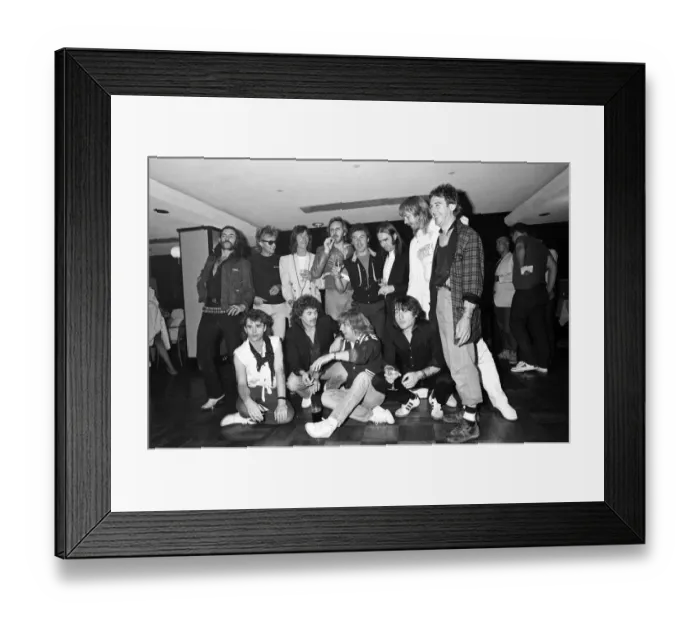 Framed Print : Various musicians at the End of the Road party for Status Quo. 30th June 1984