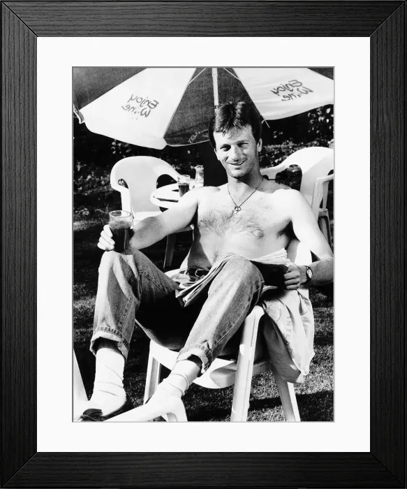 Framed Print : Steve Waugh cricket player for Australia and Essex sits outside at his Birmingham hotel