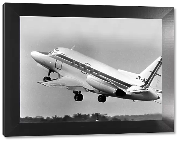 The Rockwell Sabreliner jet aircraft taking off during the 1978 Farnborough Airshow