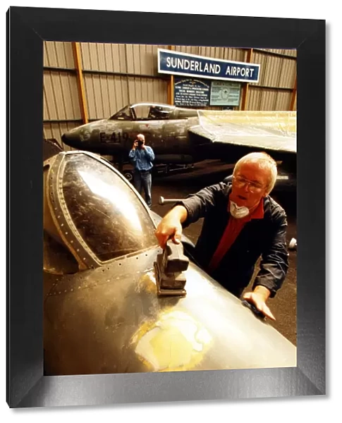 Ed Miller, from the North East Aircraft Museum, pictured with the Supermarine Swift